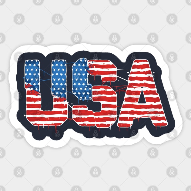 USA flag text Sticker by Teefold